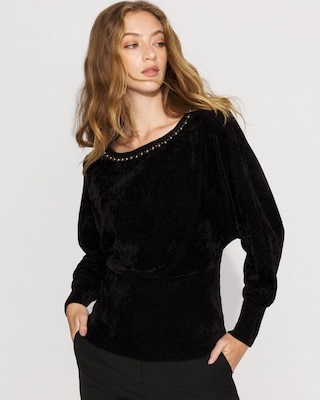 Embellished Dolman Chenille Sweater