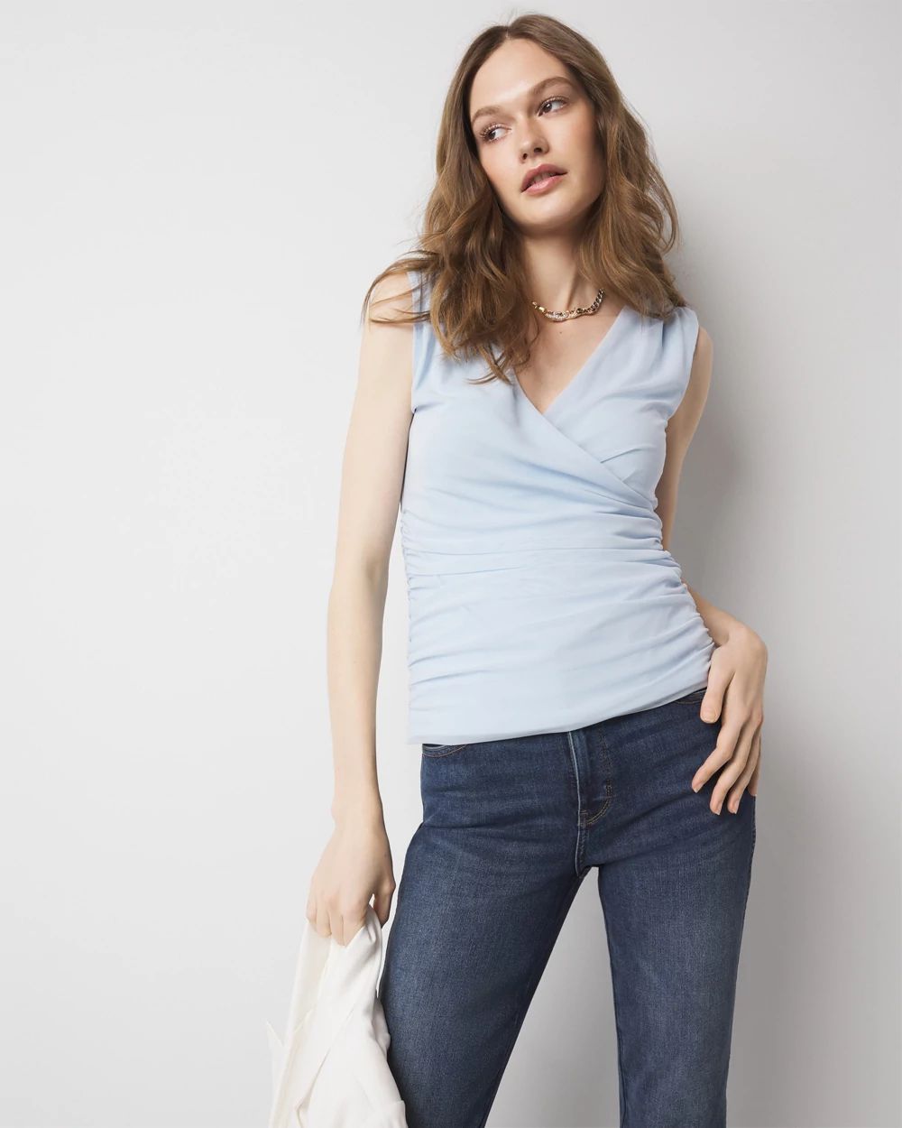 Surplice Mesh Top