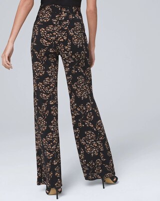 Floral-Print Jersey Knit Wide-Leg Pants