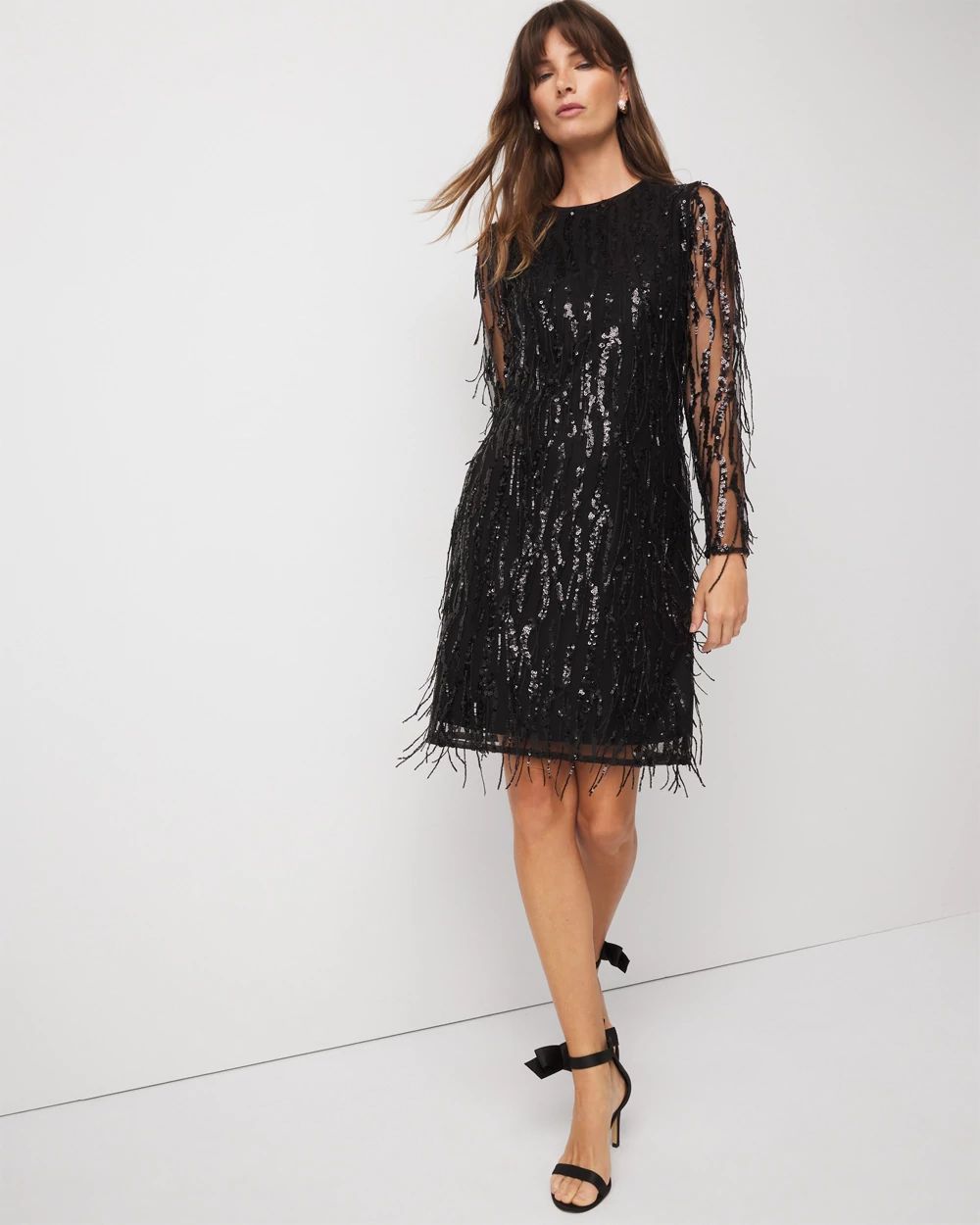 Petite Sequin Fringe Dress