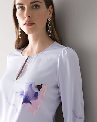 Long Sleeve Iris Print Blouse click to view larger image.