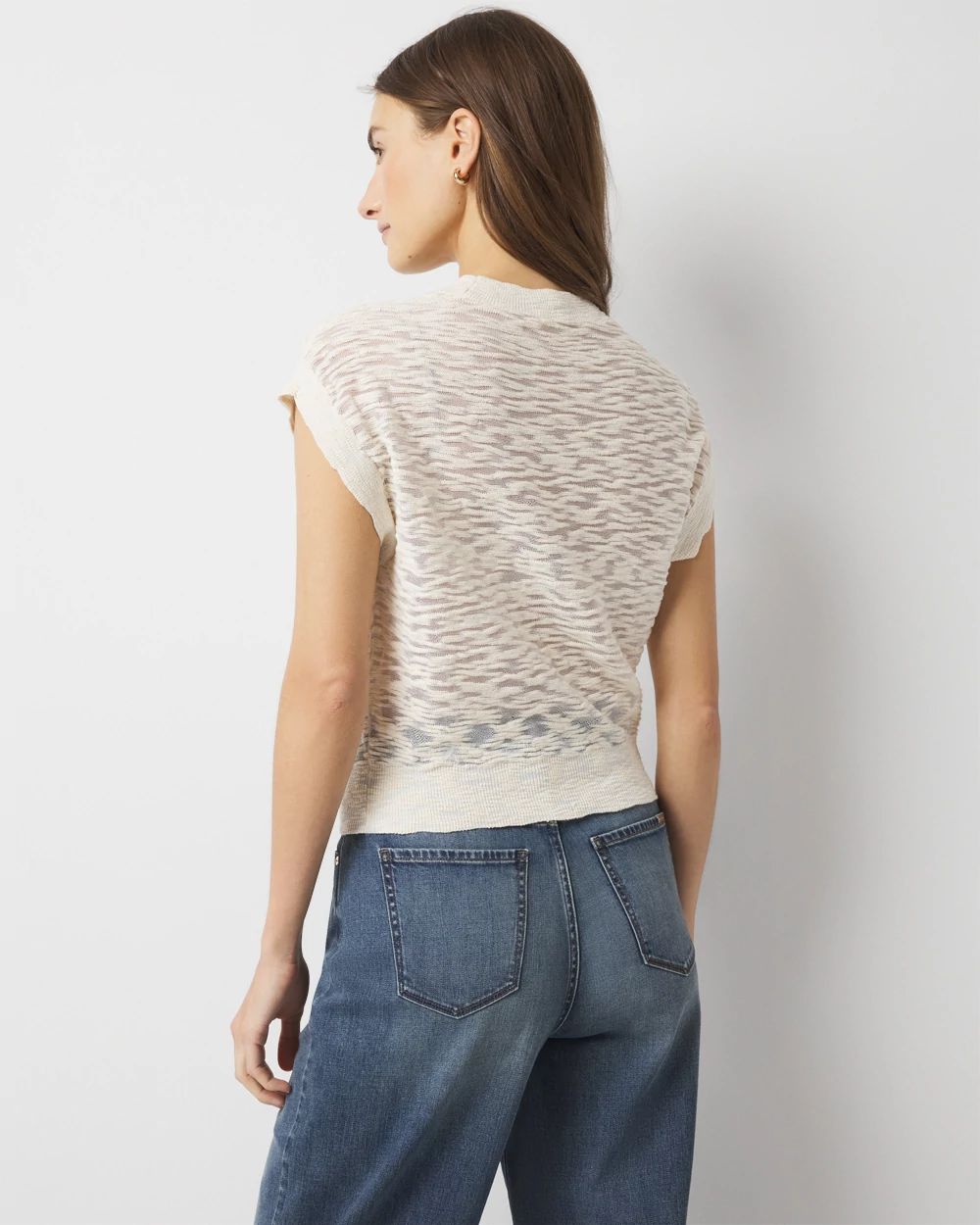 Sheer Textured Sweater Pullover click to view larger image.