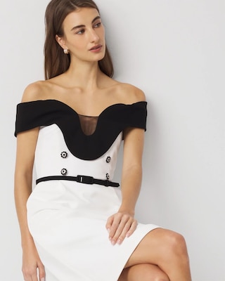 Colorblock Off-The-Shoulder Dress click to view larger image.