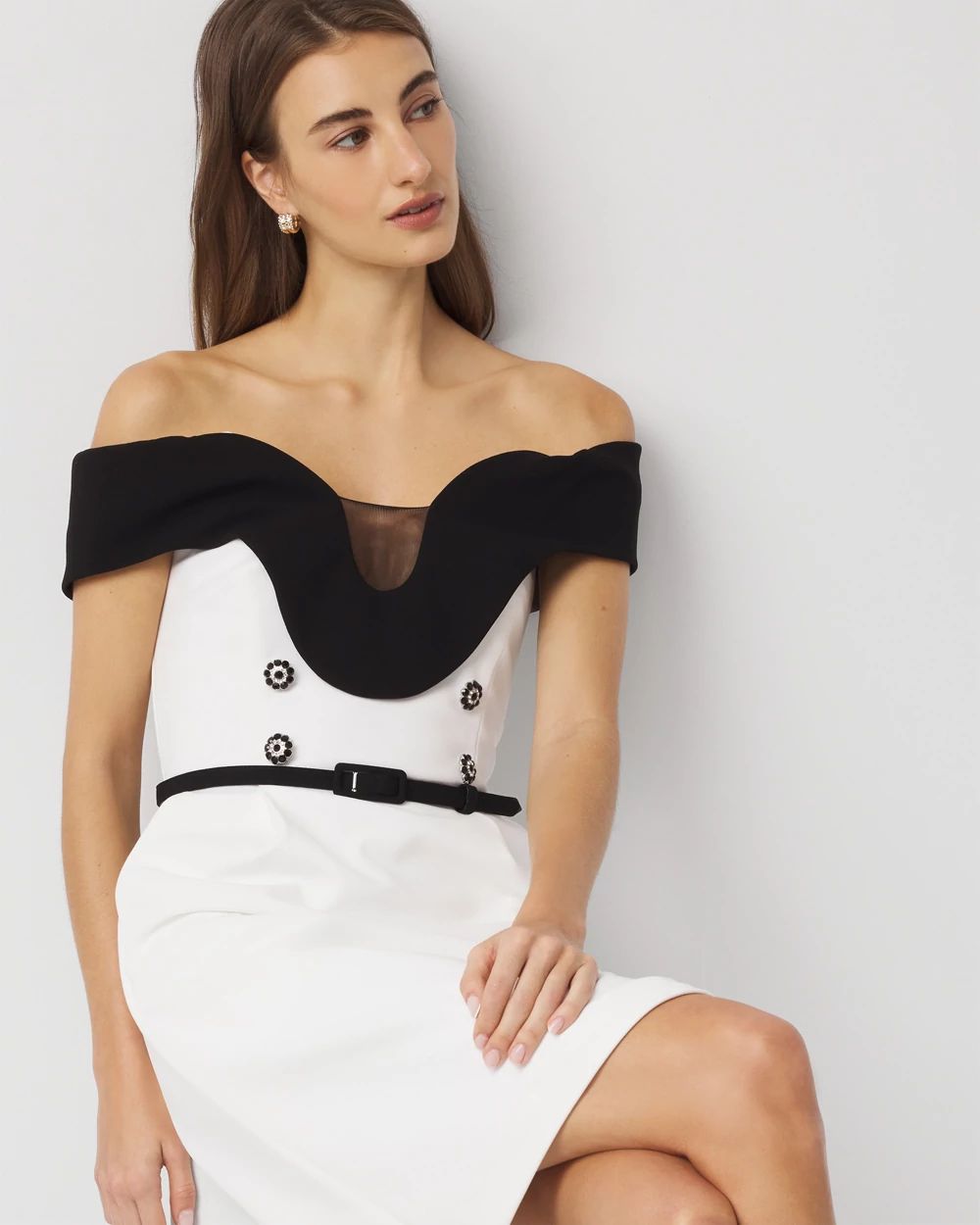 Colorblock Off-The-Shoulder Dress click to view larger image.