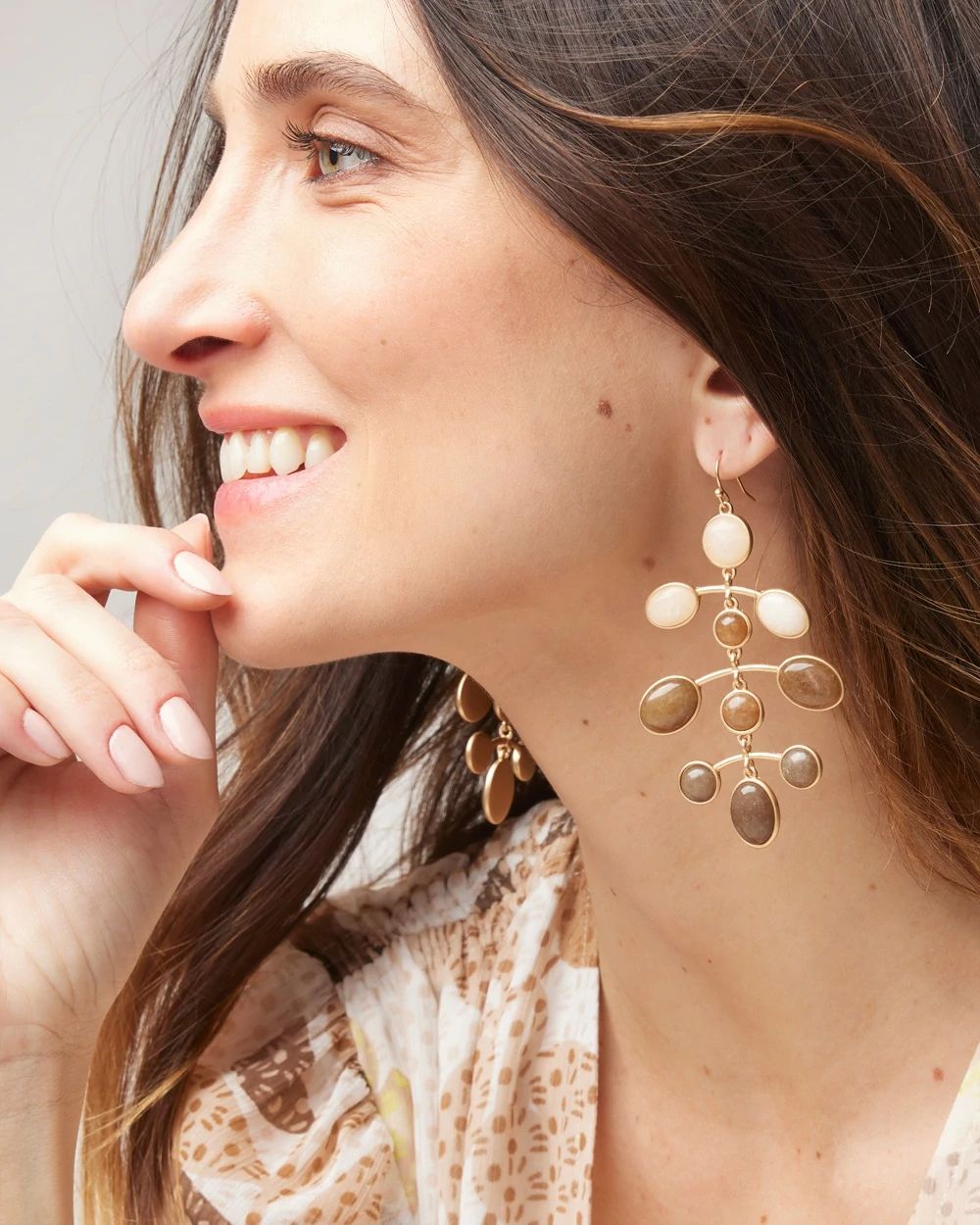 White + Cocoa Chandelier Earrings click to view larger image.