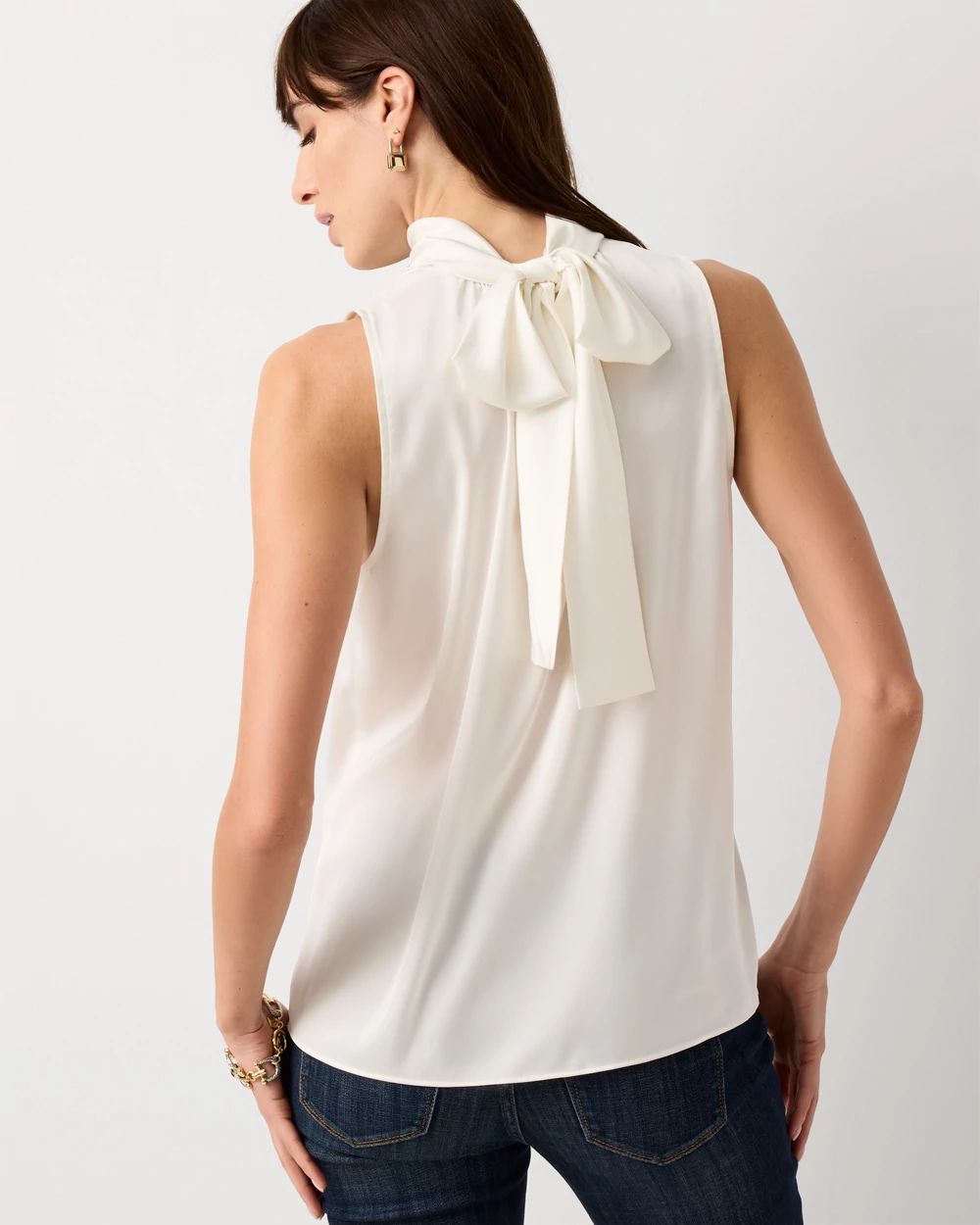 Bow Back Satin Halter Blouse click to view larger image.