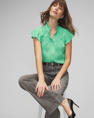Short Sleeve Flutter Sleeve Shell Top