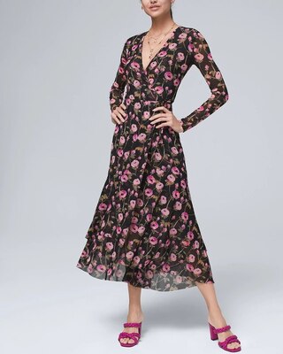 Petite Tiered Mesh Wrap Dress