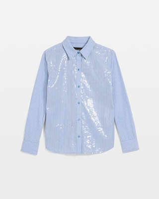 Sequin Striped Poplin Shirt click to view larger image.