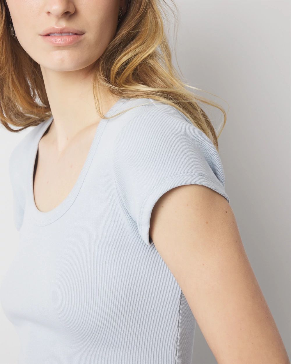 WHBMFORME™ Ribbed Stretch Scoop Neck Tee click to view larger image.