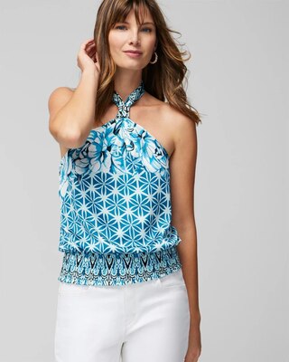 Sleeveless Smocked Bottom Halter Top