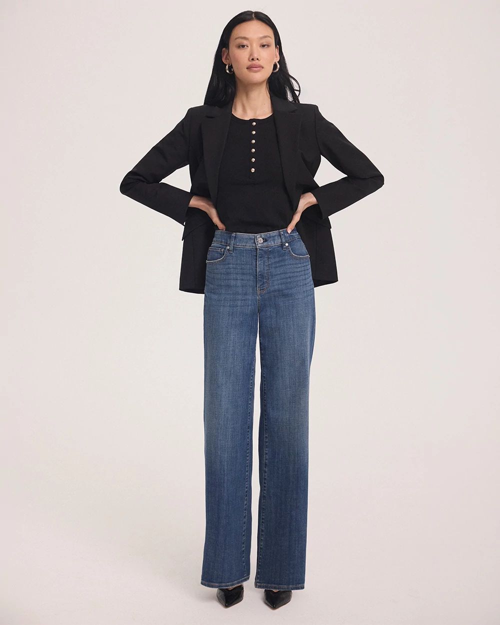 High-Rise Wide Leg Jeans click to view larger image.
