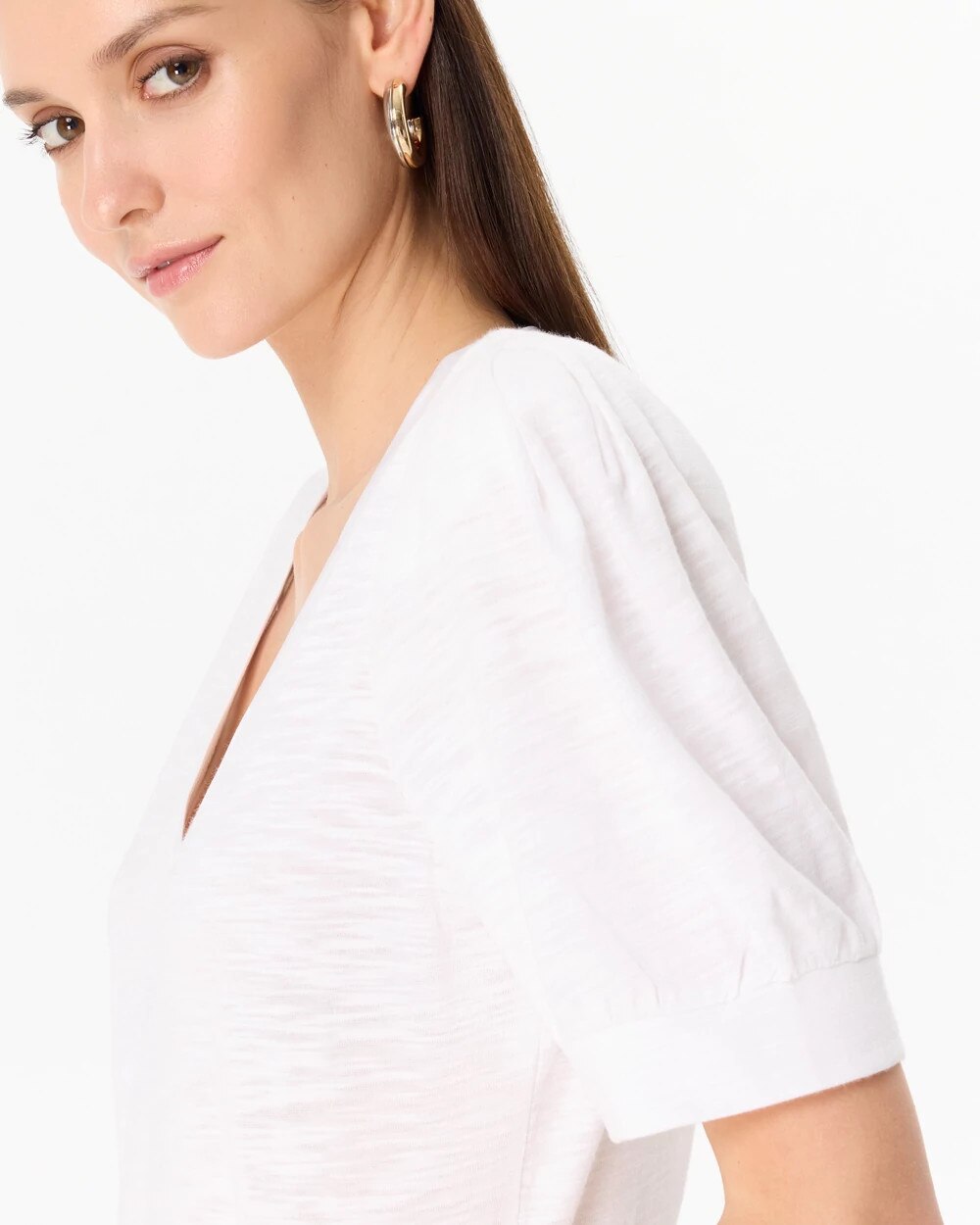 Puff Sleeve V-neck Tee
