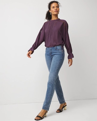 Drawstring Lace + Crepe Blouse click to view larger image.