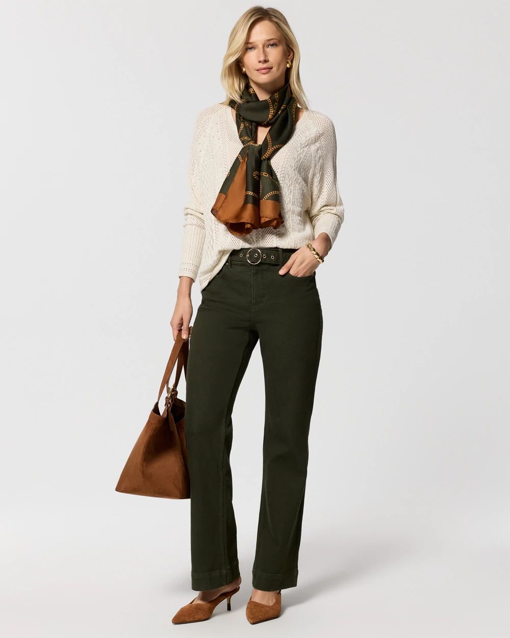 Belted High-Rise Wide Leg Trouser Jeans click to view larger image.