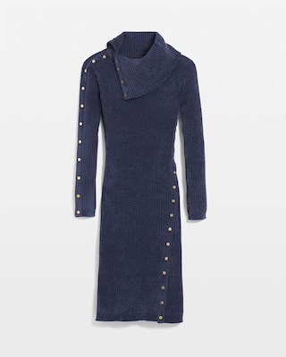 Chenille Button Trim Sweater Dress click to view larger image.