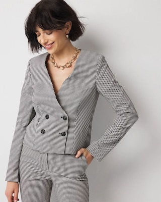 Petite Double-Breasted Gingham Jacket click to view larger image.