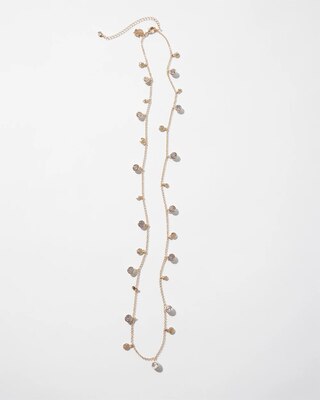 Gold Crystal Long Disc Necklace