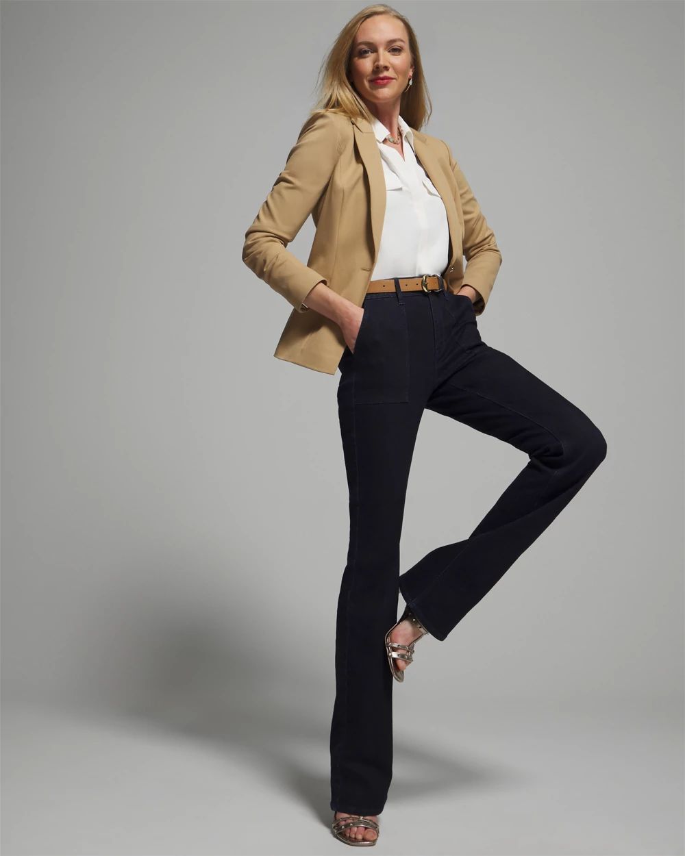 Outlet WHBM High Rise Cargo Skinny Flare Jean