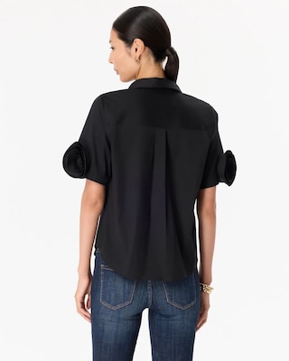 Rosette Sleeve Poplin Shirt click to view larger image.