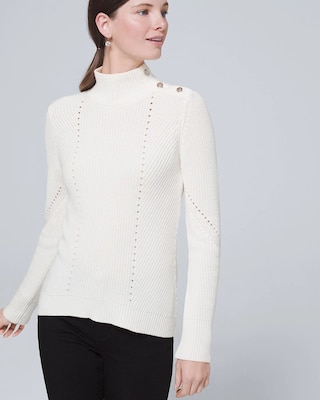 Luxe Button-Shoulder Sweater
