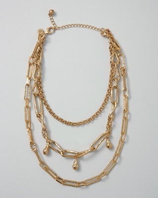 Multi-Strand Convertible Goldtone Chain Necklace click to view larger image.