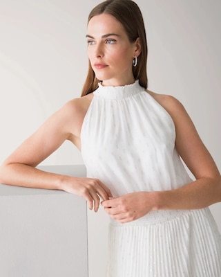 Pleated Halter Midi Dress