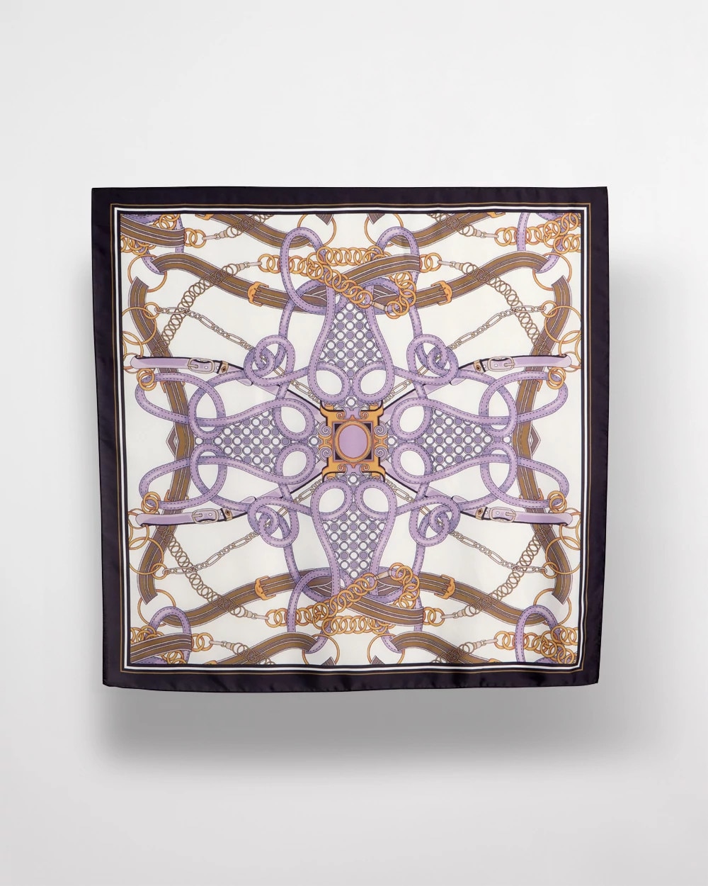Buckle + Chain Print Square Scarf