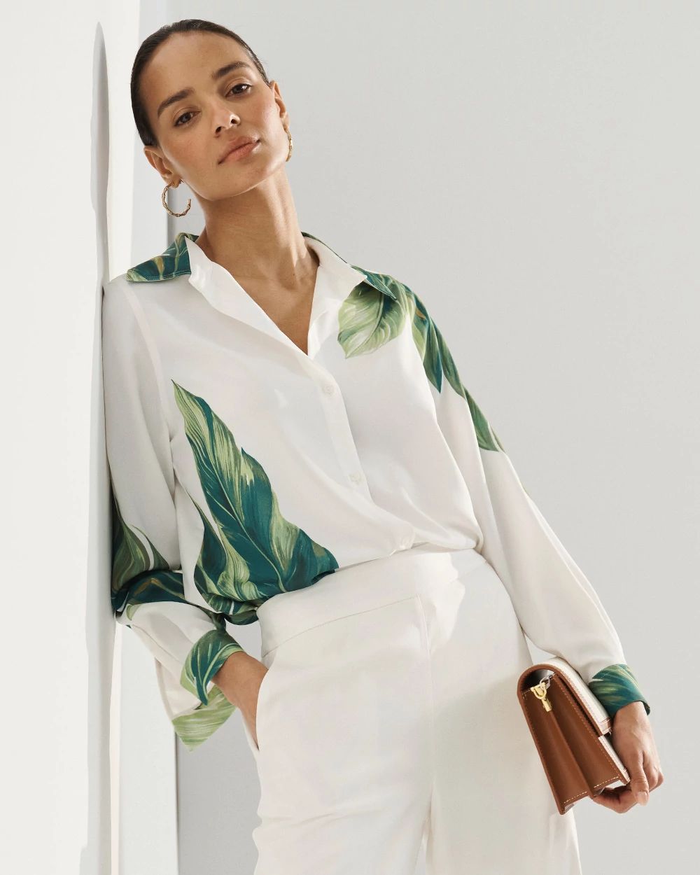Satin Twill Button Front Shirt