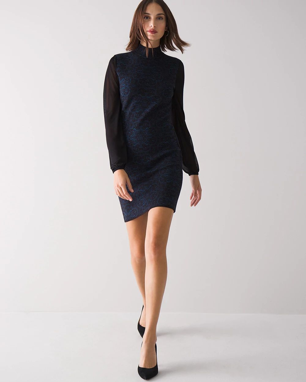 Sheer Sleeve Sweater Dress