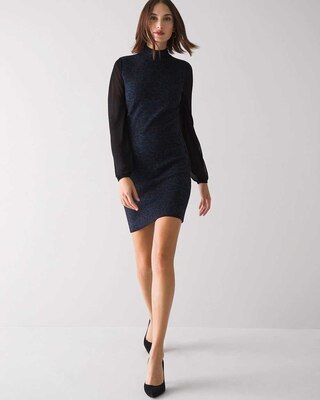 Sheer-Sleeve Sweater Dress click to view larger image.