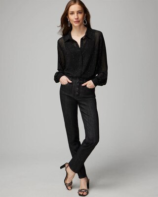 High Rise Novelty Button Slim Ankle Jeans
