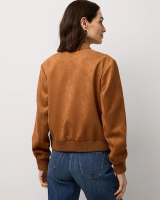 Faux Suede Bomber Jacket click to view larger image.