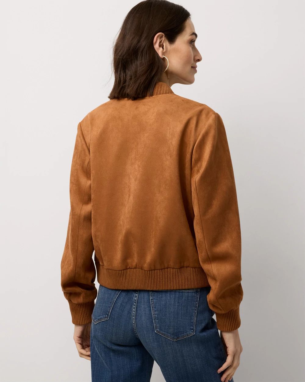 Faux Suede Bomber Jacket