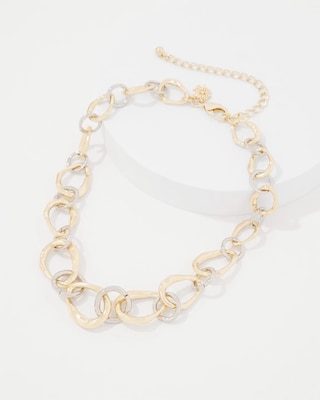 Silver + Gold Sculptural Statement Necklace click to view larger image.
