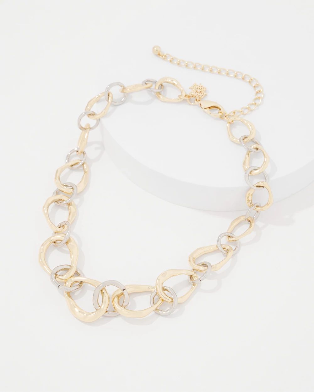 Silver + Gold Sculptural Statement Necklace