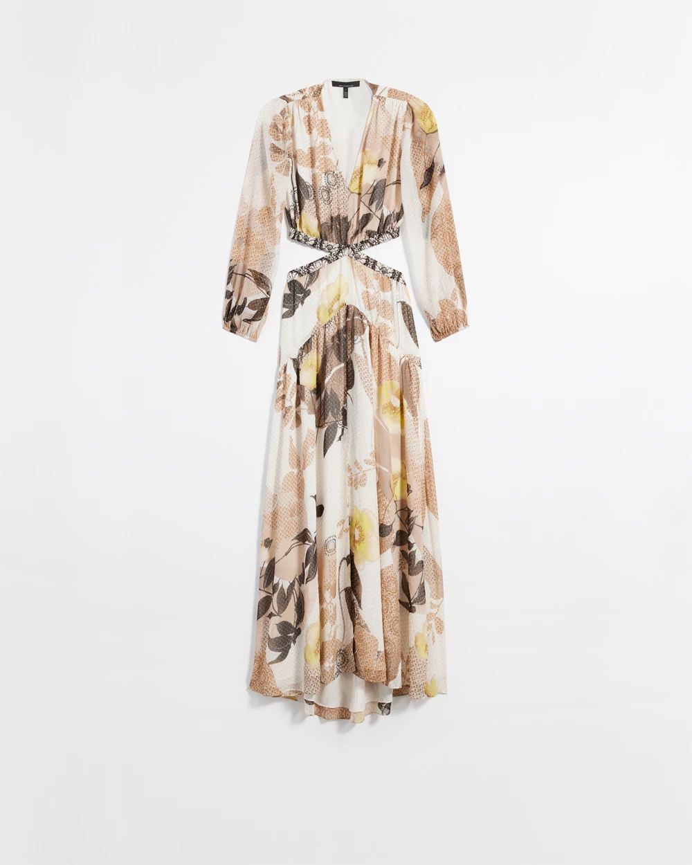 Long-Sleeve Cutout Maxi Dress