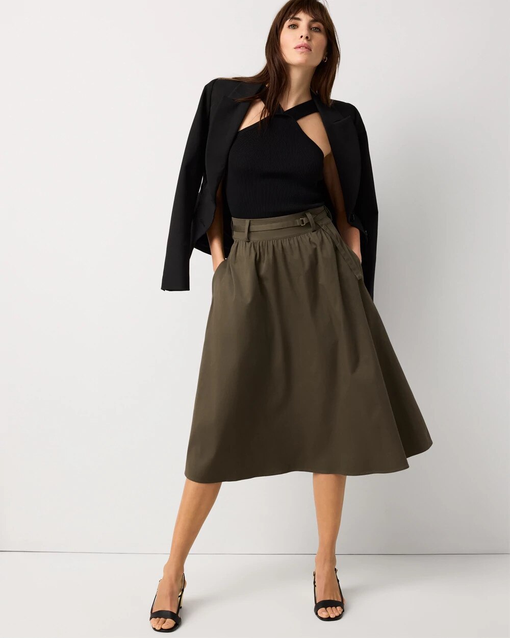Petite A-line Midi Skirt