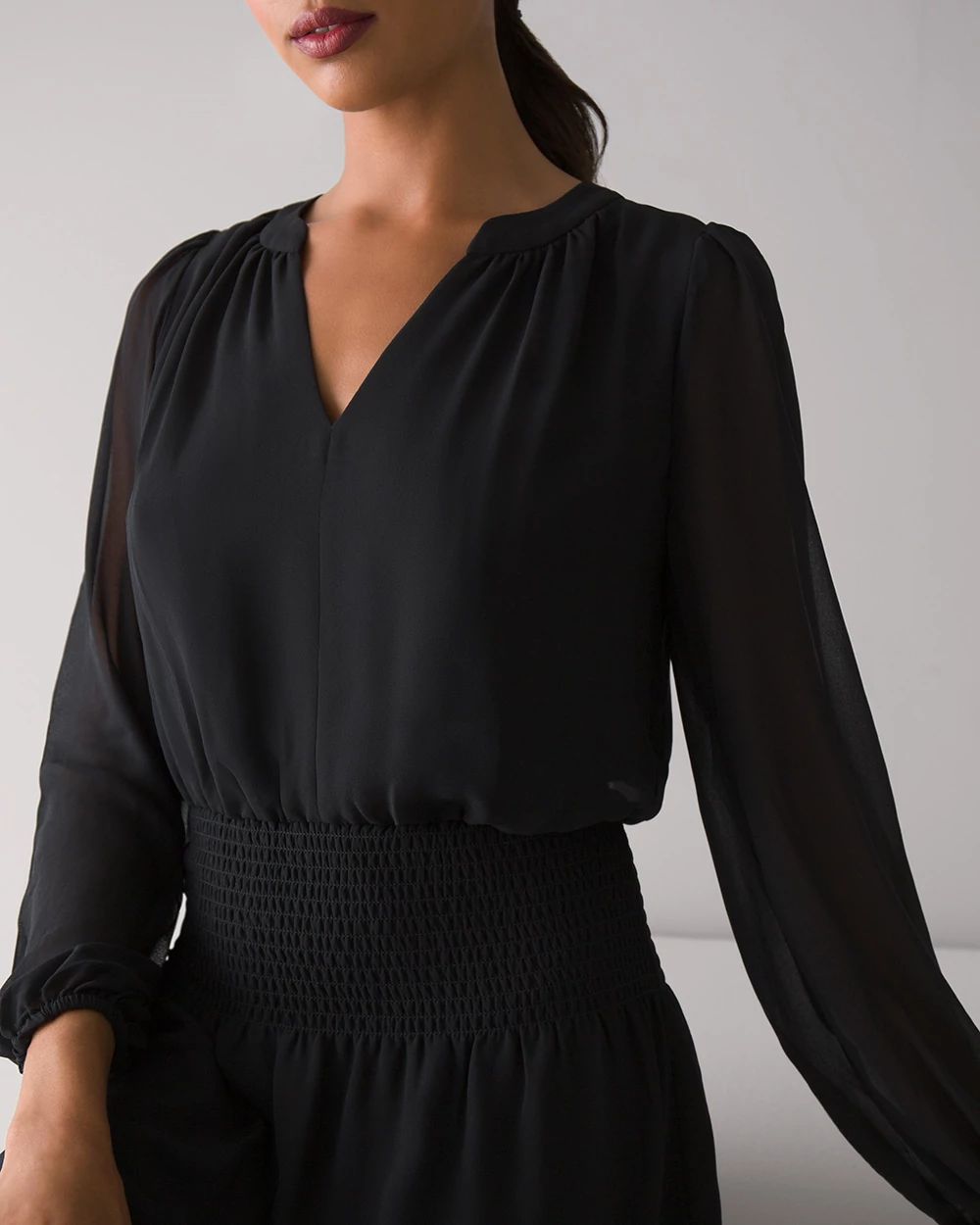 Smocked Blouson Dress
