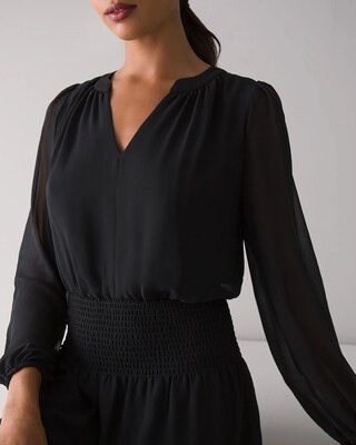 Smocked Blouson Dress