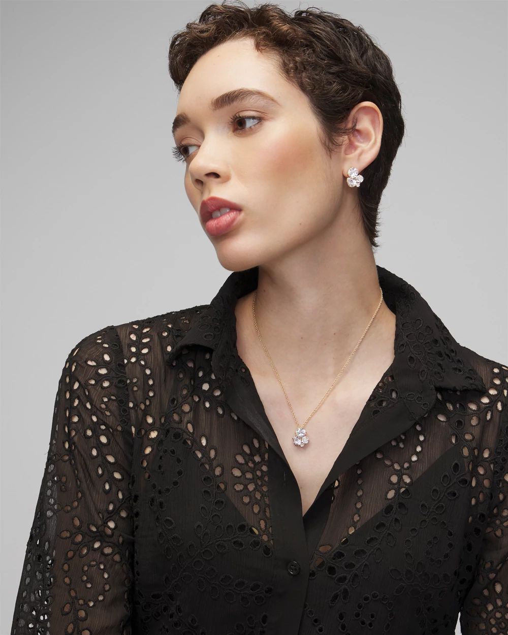 Gold + Crystal Cluster Pendant Necklace