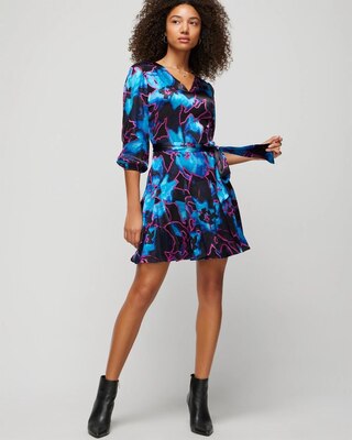 Petite Long Sleeve Burnout Godet Dress