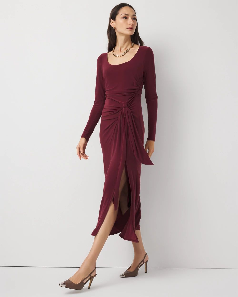 Petite Tie-Waist Midi Dress