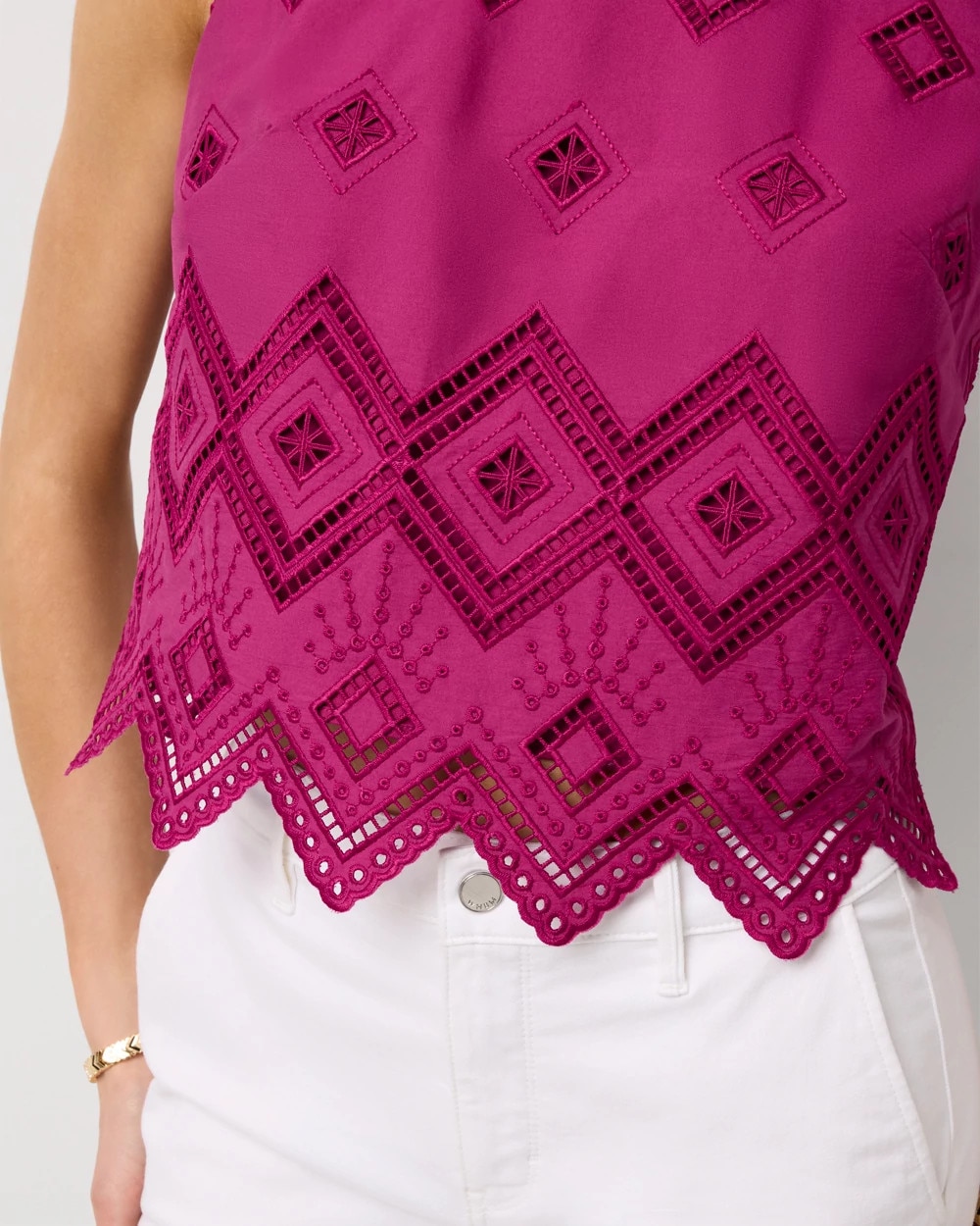 Embroidered Poplin Cropped Top