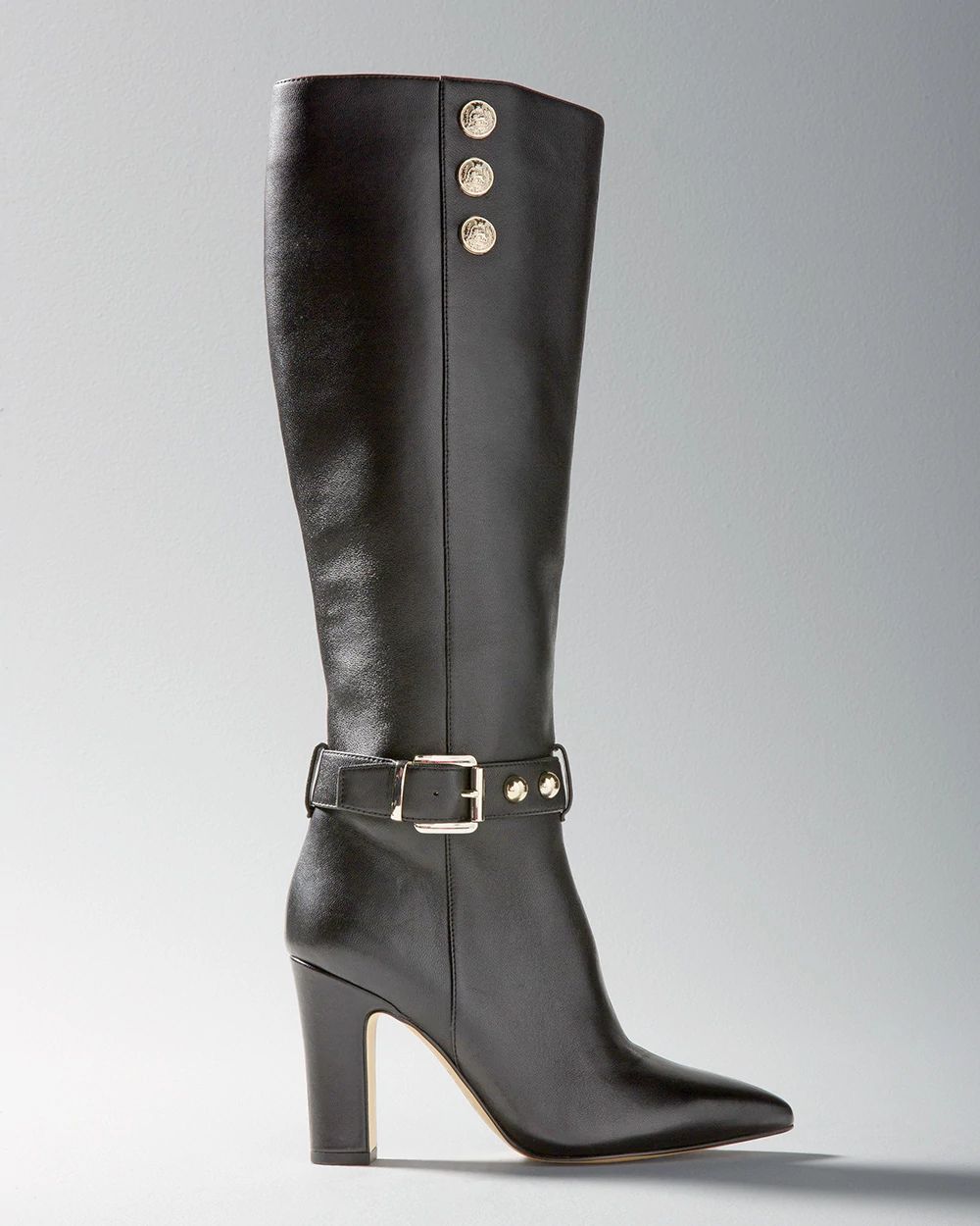 Leather Military High-Heel Boot