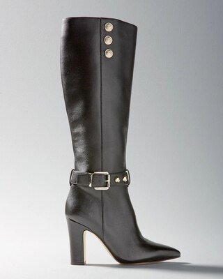 Leather Military High-Heel Boot