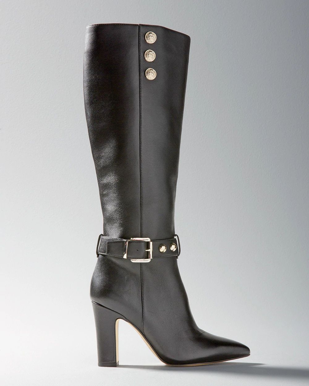 Leather Military High-Heel Boot click to view larger image.