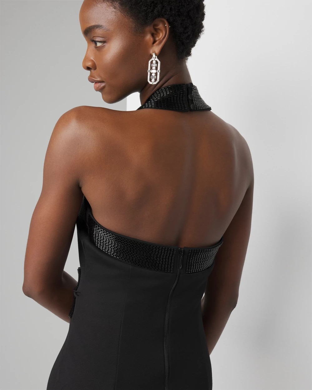 Embellished Halter Midi Dress