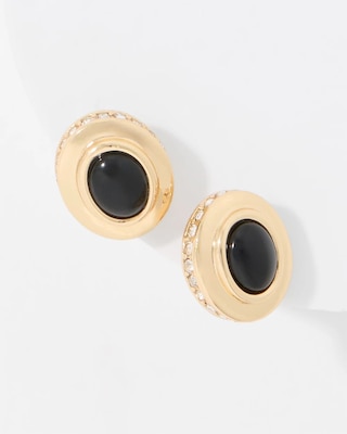 Black Cap Stud Earrings click to view larger image.