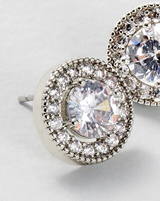 Silvertone Crystal Stud Earrings